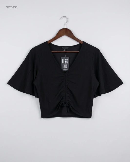 Secondhand Branded Summer Crop Tops by New Look, Black Polyester fabric, Premium condition, for Womens - Online Thrift Shop Karachi Pakistan