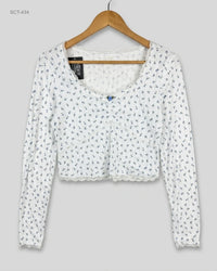 CUT LABEL (SCT-434) Ribbed Long-Sleeve Crop Top