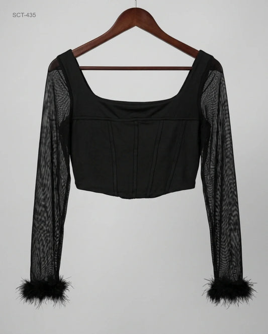 Shop Good Summer Crop Tops by Unknown | Preloved Branded Clothes | Black Polyester | Womens | OTS Thrift Store Lahore Pakistan