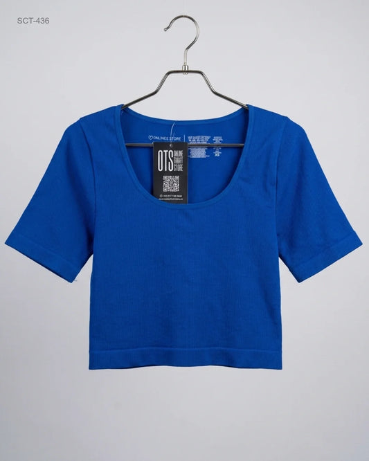 UK Imported secondhand Summer Crop Tops - Primark brand, Blue Polyester, Premium condition, for Womens - Online Thrift Store Lahore Pakistan