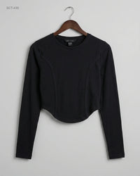 NEW LOOK (SCT-439) Corset-Style Long Sleeve Crop Top