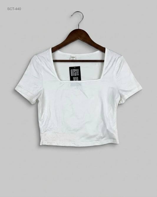 Summer Crop Tops | Shein | Preloved Branded | White Polyester | Premium | OTS Thrift Store Karachi Pakistan