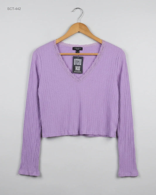 UK Imported secondhand Summer Crop Tops - New Look brand, Purple Cotton, Premium condition, for Womens - Online Thrift Store Karachi Pakistan