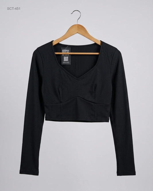 Secondhand Branded Summer Crop Tops by YOZY, Black Polyester fabric, Premium condition, for Womens - Online Thrift Shop Peshawar Pakistan