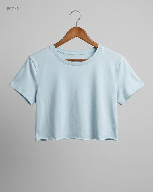 Preloved Premium Summer Crop Tops by Primark, Cyan Cotton for Womens - OTS Thrift Shop Lahore Pakistan