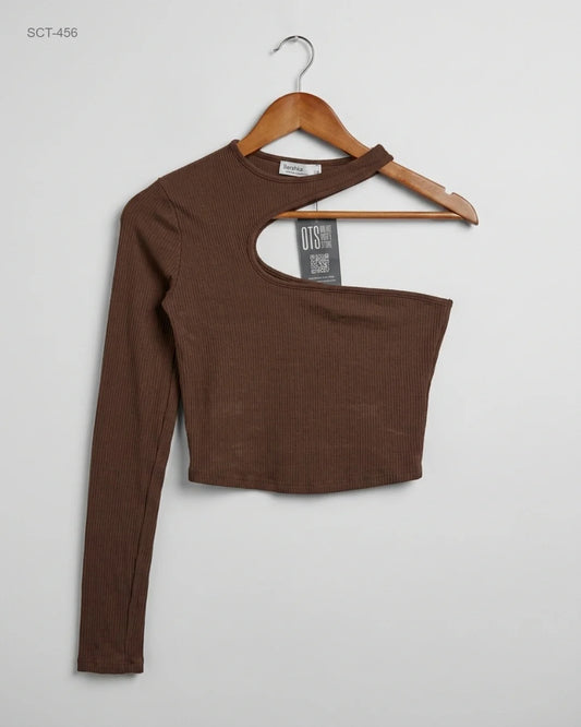 Premium Condition Summer Crop Tops | Preloved Bershka | Brown Polyester | Thrift Shop for Womens Lahore Pakistan | OTS