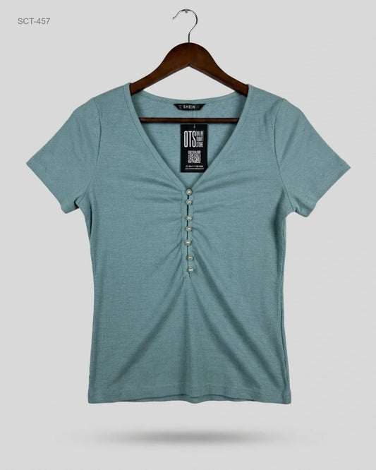 Premium Condition Summer Crop Tops | Preloved Shein | Cyan Cotton | Thrift Shop for Womens Lahore Pakistan | OTS