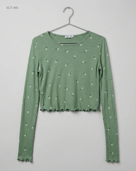 Shop Premium Summer Crop Tops by Stradivarius | Preloved Branded Clothes | Green Cotton | Womens | OTS Thrift Store Peshawar Pakistan