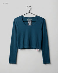 PEACOCKS (SCT-461) Long-Sleeve Ribbed Crop Top