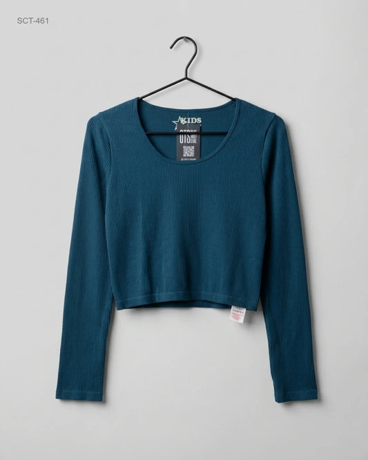 Summer Crop Tops | Peacocks | Preloved Branded | Teal Cotton | Premium | OTS Thrift Store Islamabad Pakistan
