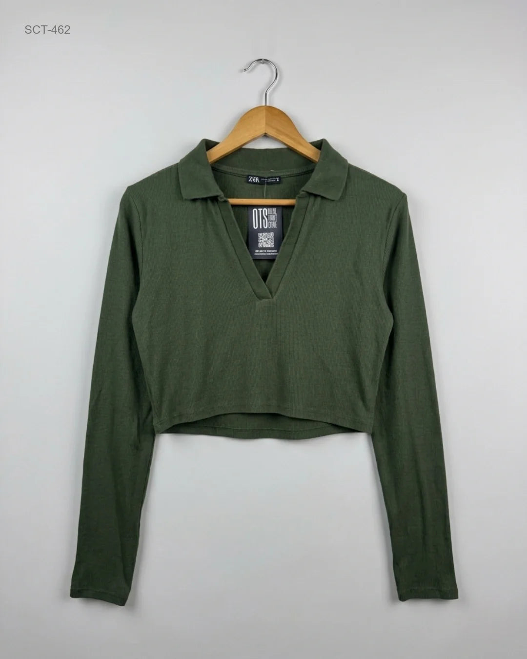 UK Imported secondhand Summer Crop Tops - Zara brand, Green Cotton, Premium condition, for Womens - Online Thrift Store Peshawar Pakistan