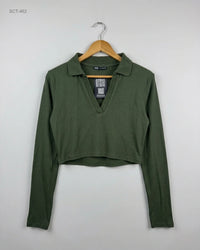ZARA (SCT-462) Ribbed Polo Crop Top