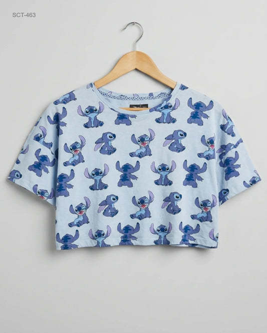 UK Imported secondhand Summer Crop Tops - Disney brand, Blue Cotton, Premium condition, for Womens - Online Thrift Store Karachi Pakistan