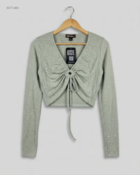 PINKVANILLA (SCT-464) Long Sleeve Ruched Crop Top