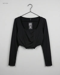 SHEIN (SCT-470) Corset-Style Long Sleeve Crop Top