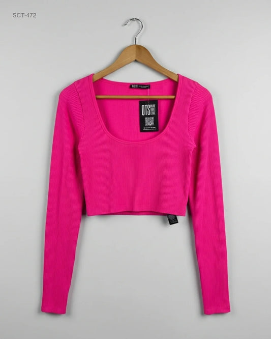 Preloved Premium Summer Crop Tops by DUNNES, Pink Polyester for Womens - OTS Thrift Shop Lahore Pakistan