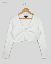 NEW LOOK (SCT-476) Ring Detail Long Sleeve Crop Top
