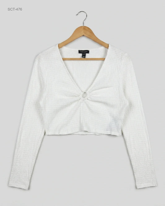 Shop Premium Summer Crop Tops by New Look | Preloved Branded Clothes | White Polyester | Womens | OTS Thrift Store Peshawar Pakistan