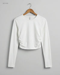 SHEIN (SCT-478) Long-Sleeved Ruched Crop Top