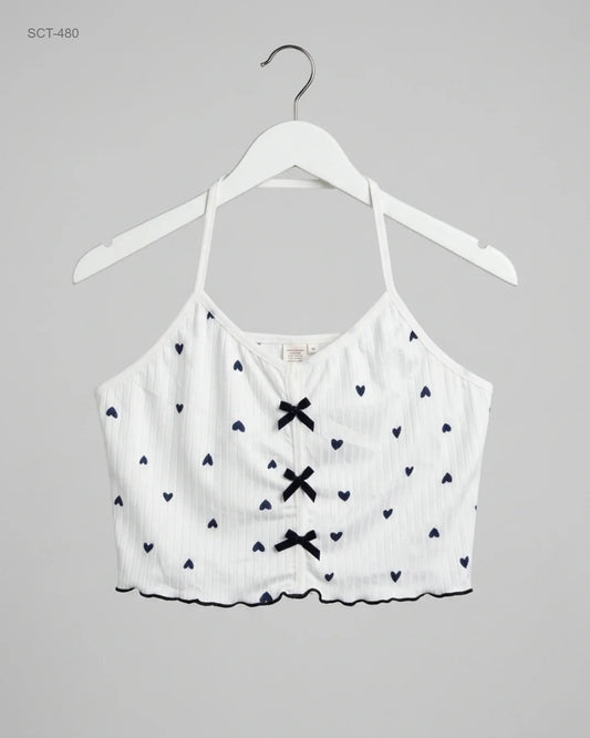 Secondhand Branded Summer Crop Tops by Unknown, White Polyester fabric, Premium condition, for Womens - Online Thrift Shop Lahore Pakistan