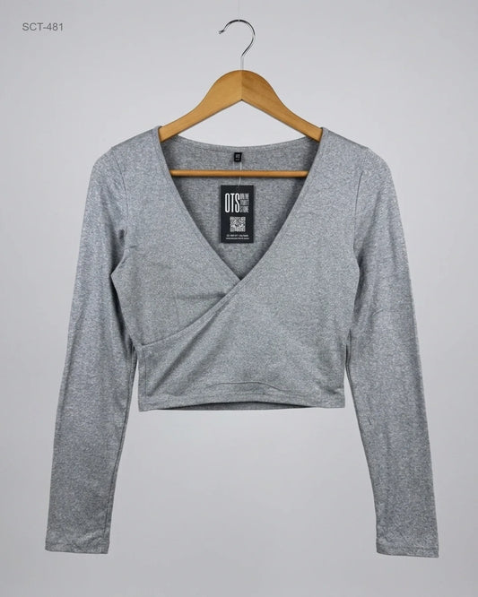 Secondhand Branded Summer Crop Tops by Shein, Gray Polyester fabric, Premium condition, for Womens - Online Thrift Shop Peshawar Pakistan