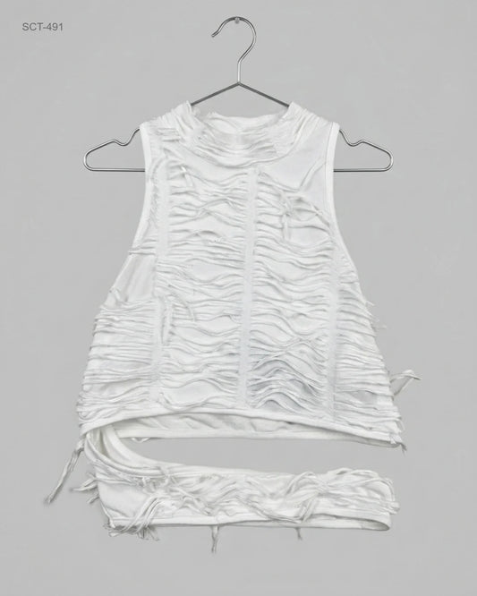 Shop Premium Summer Crop Tops by Shein | Preloved Branded Clothes | White Polyester | Womens | OTS Thrift Store Islamabad Pakistan
