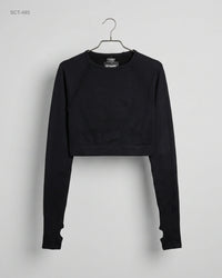 UNKNOWN (SCT-493) Long-Sleeve Seamless Activewear Crop Top