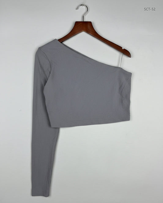Secondhand Branded Summer Crop Tops by kookai, Grey Polyester fabric, Premium condition, for Womens - Online Thrift Shop Peshawar Pakistan