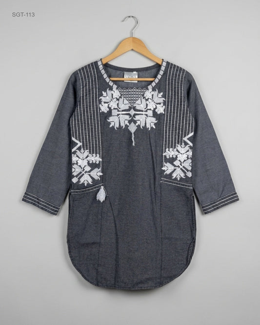 Shop Good Girls Summer Tops by CUT LABEL | Preloved Branded Clothes | Gray Viscose | Girls | OTS Thrift Store Karachi Pakistan