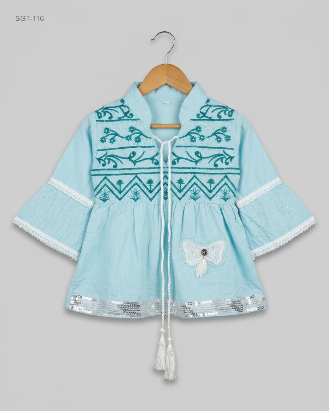 CUT LABEL (SGT-116) Embroidered Peplum Tunic