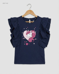 MANA (SGT-143) Ruffle Sleeve Graphic Top