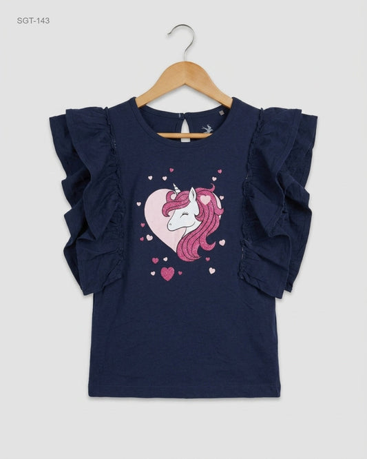 UK Imported secondhand Girls Summer Tops - MANA brand, Blue Cotton, Premium condition, for Girls - Online Thrift Store Islamabad Pakistan