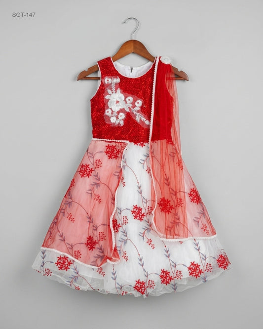Secondhand Branded Girls Summer Tops by CUT LABEL, Red Polyester fabric, Excellent condition, for Girls - Online Thrift Shop Peshawar Pakistan