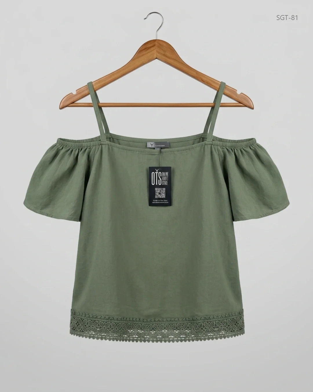 Girls Summer Tops | Primark | Preloved Branded | Olive Polyester | Premium | OTS Thrift Store Peshawar Pakistan