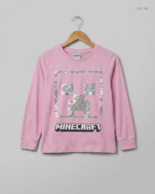 UK Imported secondhand Girls Summer Tops - MINECRAFT brand, Pink Cotton, Premium condition, for Girls - Online Thrift Store Peshawar Pakistan