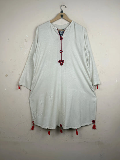 Premium Condition Summer Kurti | Preloved CUT LABEL | Beige Lilen | Thrift Shop for Womens Lahore Pakistan | OTS