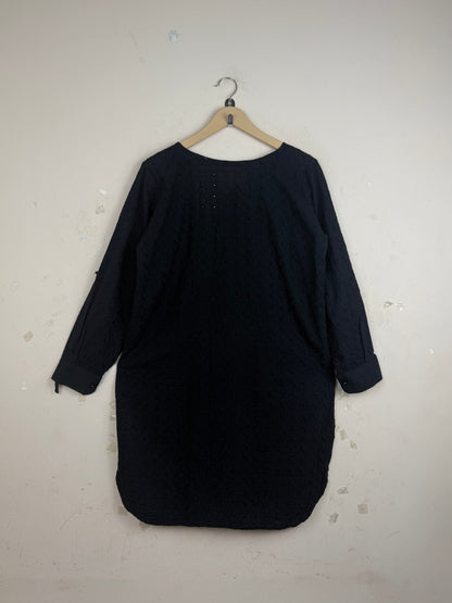 Buy Black Cotton Summer Kurti by Unknown - Premium condition for Womens | Preloved OTS Pakistan (SK-116)
