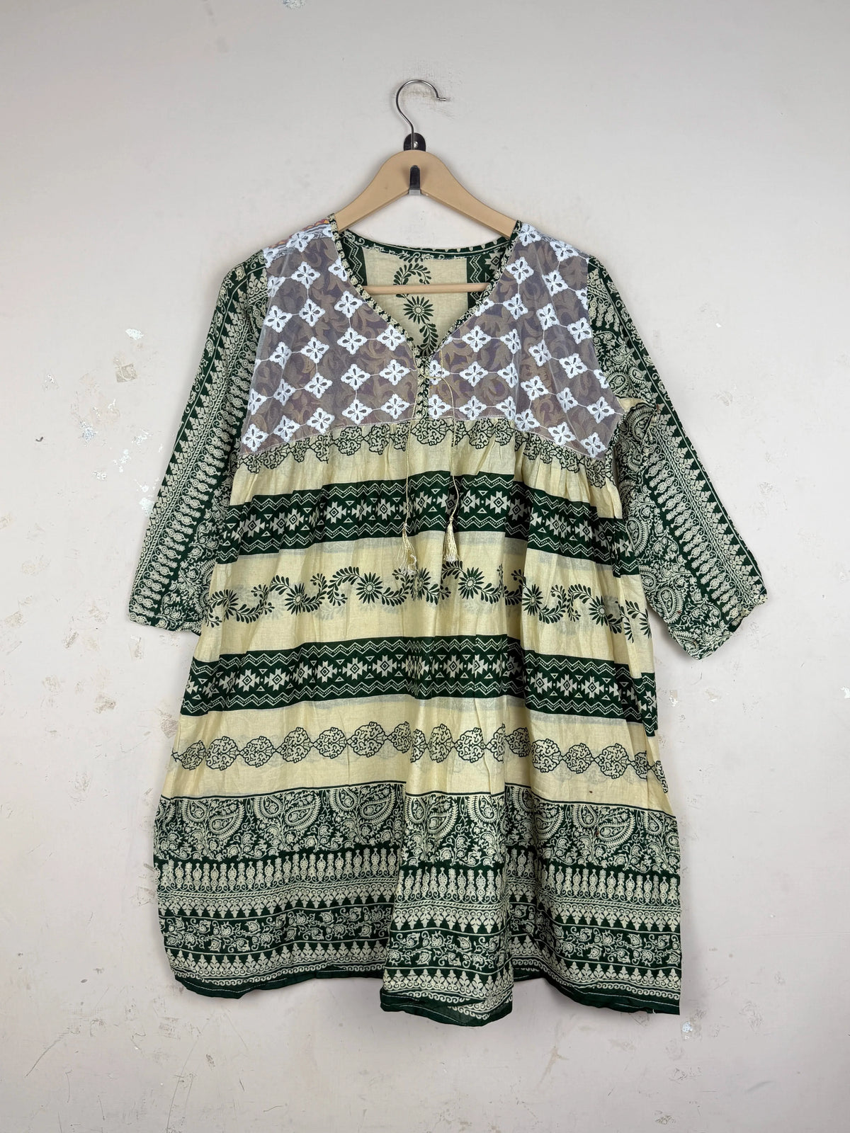 UNKNOWN Beige Green Summer Kurti (SK-123)