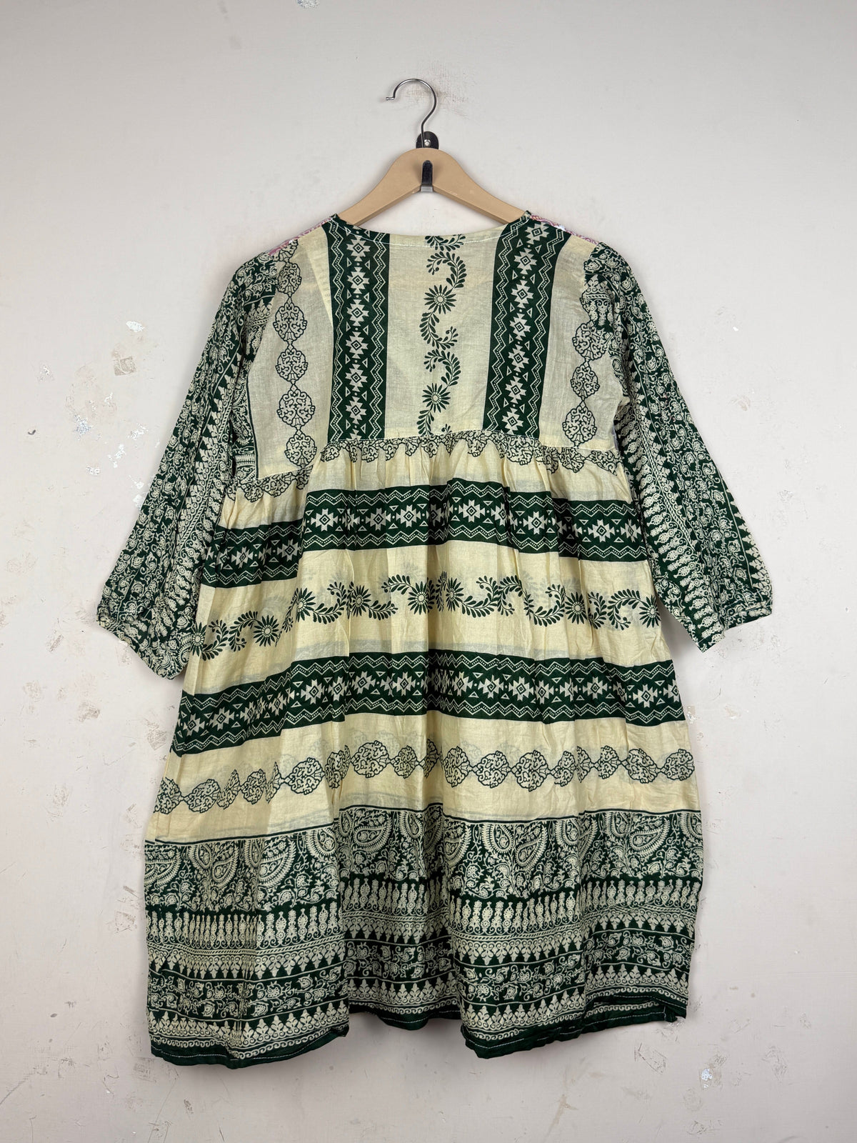 UNKNOWN Beige Green Summer Kurti (SK-123)
