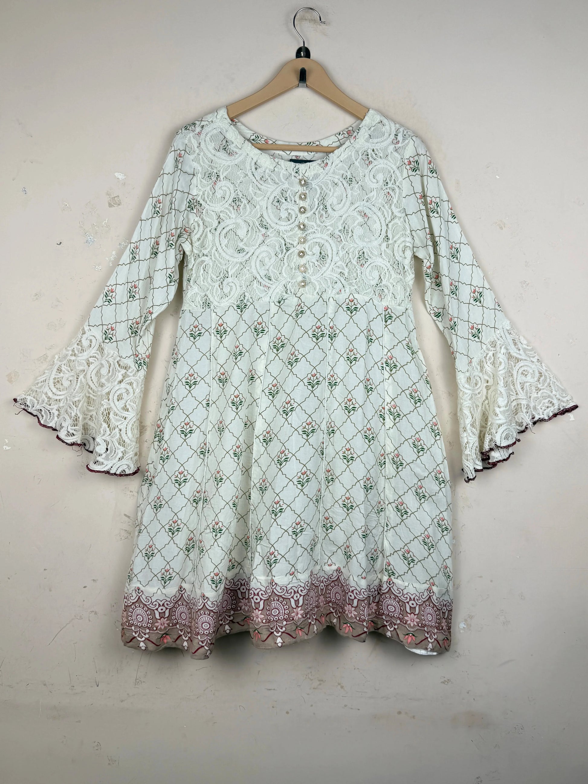 Preloved Premium Summer Kurti by Unknown, OffWhite LAWN for Womens - OTS Thrift Shop Islamabad Pakistan