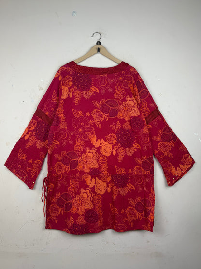 Buy Maroon Cotton Summer Kurti by TAILLISSIME - Premium condition for Womens | Preloved OTS Pakistan (SK-126)