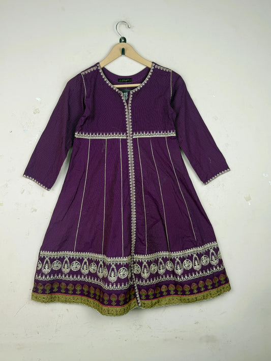 Preloved Premium Summer Kurti by J., Purple LAWN for Womens - OTS Thrift Shop Karachi Pakistan