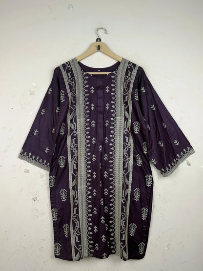 UK Imported secondhand Summer Kurti - Unknown brand, VINE RED LAWN, Premium condition, for Womens - Online Thrift Store Karachi Pakistan