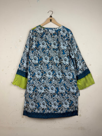Buy Cyan LAWN Summer Kurti by KHAADI - Premium condition for Womens | Preloved OTS Pakistan (SK-133)