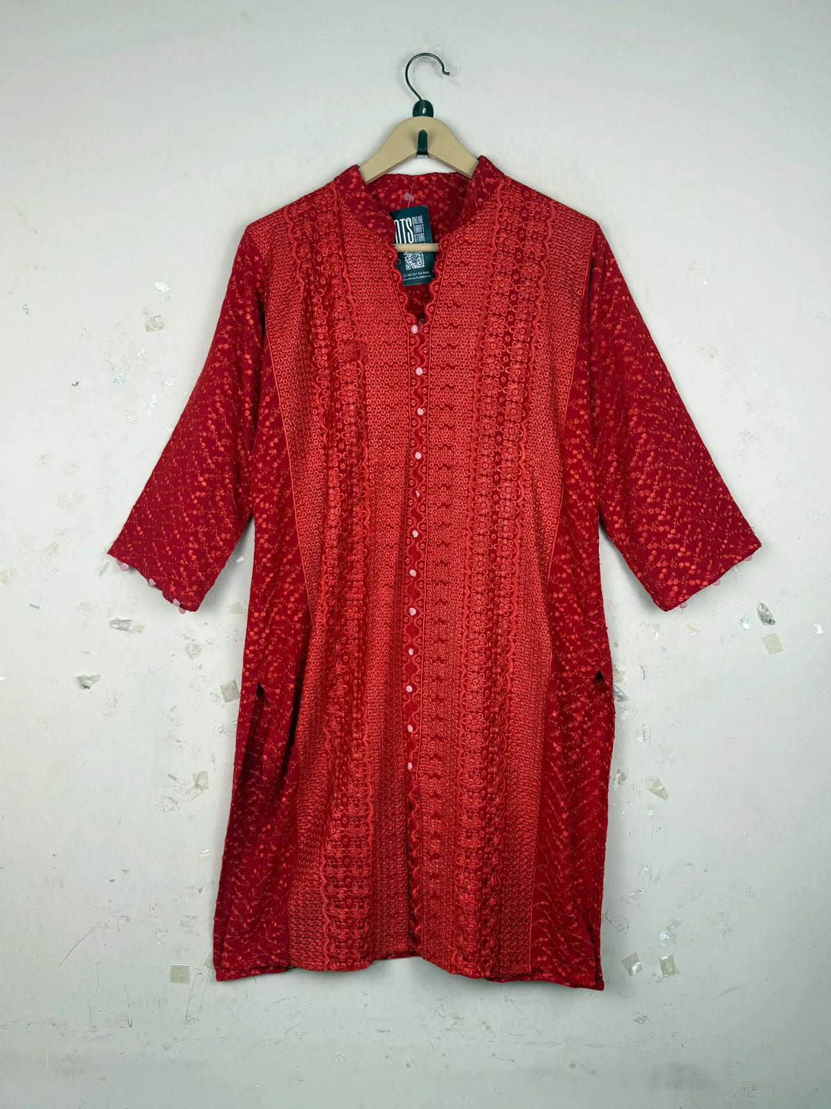 CUT LABEL Red Orange Summer Kurti (SK-135)