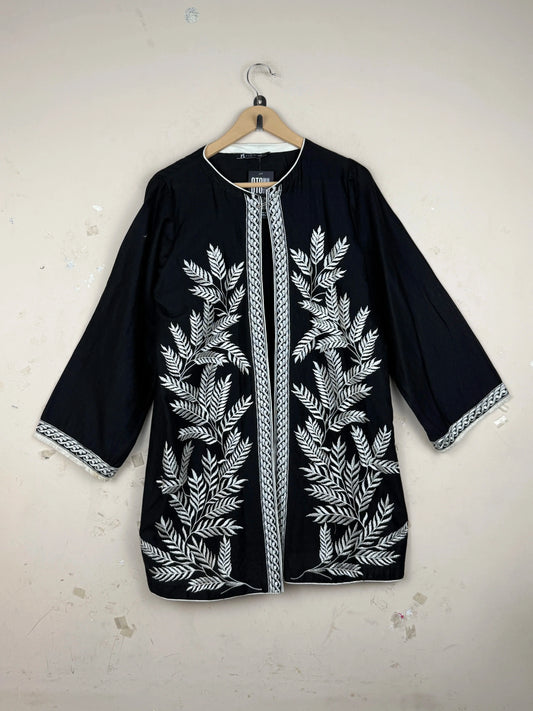 Secondhand Branded Summer Kurti by NISHAT, Black LAWN fabric, Premium condition, for Womens - Online Thrift Shop Karachi Pakistan