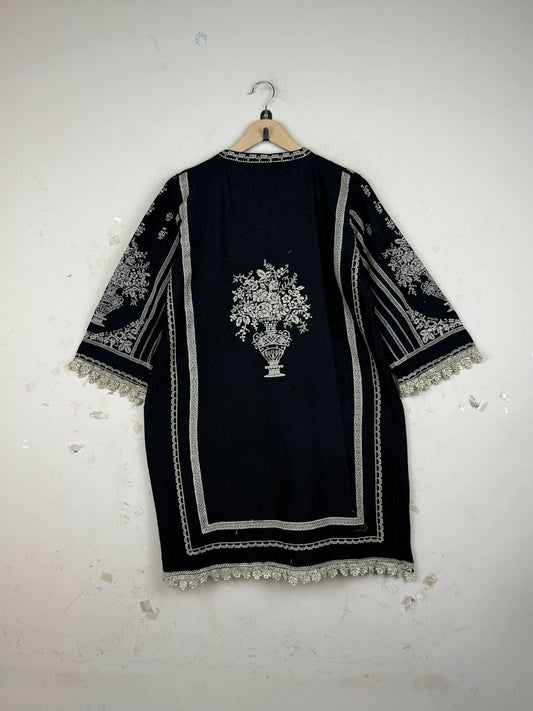Buy Premium Summer Kurti in Black Cotton by Dars Fabrics for Womens | OTS Thrift Store Pakistan