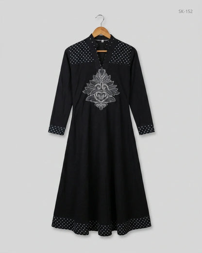 Preloved Excellent Summer Kurti by CUT LABEL, Black Lawn for Womens - OTS Thrift Shop Peshawar Pakistan