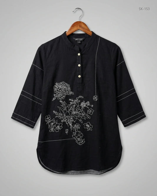 Premium Condition Summer Kurti | Preloved NISHAT PRET | Black Cotton | Thrift Shop for Womens Lahore Pakistan | OTS