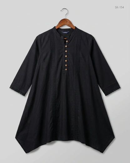 Secondhand Branded Summer Kurti by EGO, Black Lawn fabric, Premium condition, for Womens - Online Thrift Shop Islamabad Pakistan